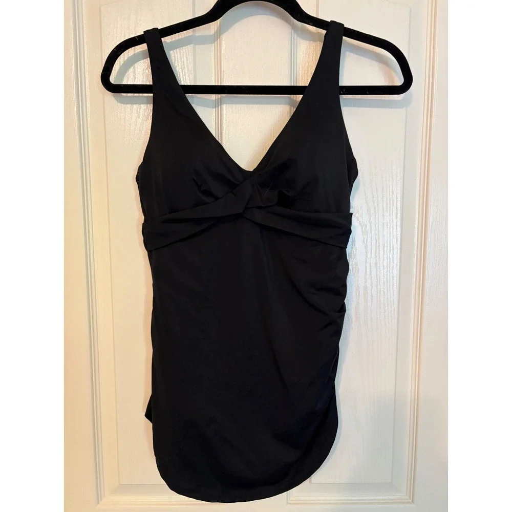 Kim Gravel x Swimsuits For All Black Ruched One Piece Swimsuit Size 8 NEW
